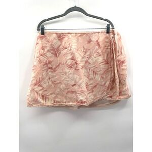 Show Me Your Mumu Iva Wrap Skirt Large Pink Majestic Palm Linen Floral Tropical